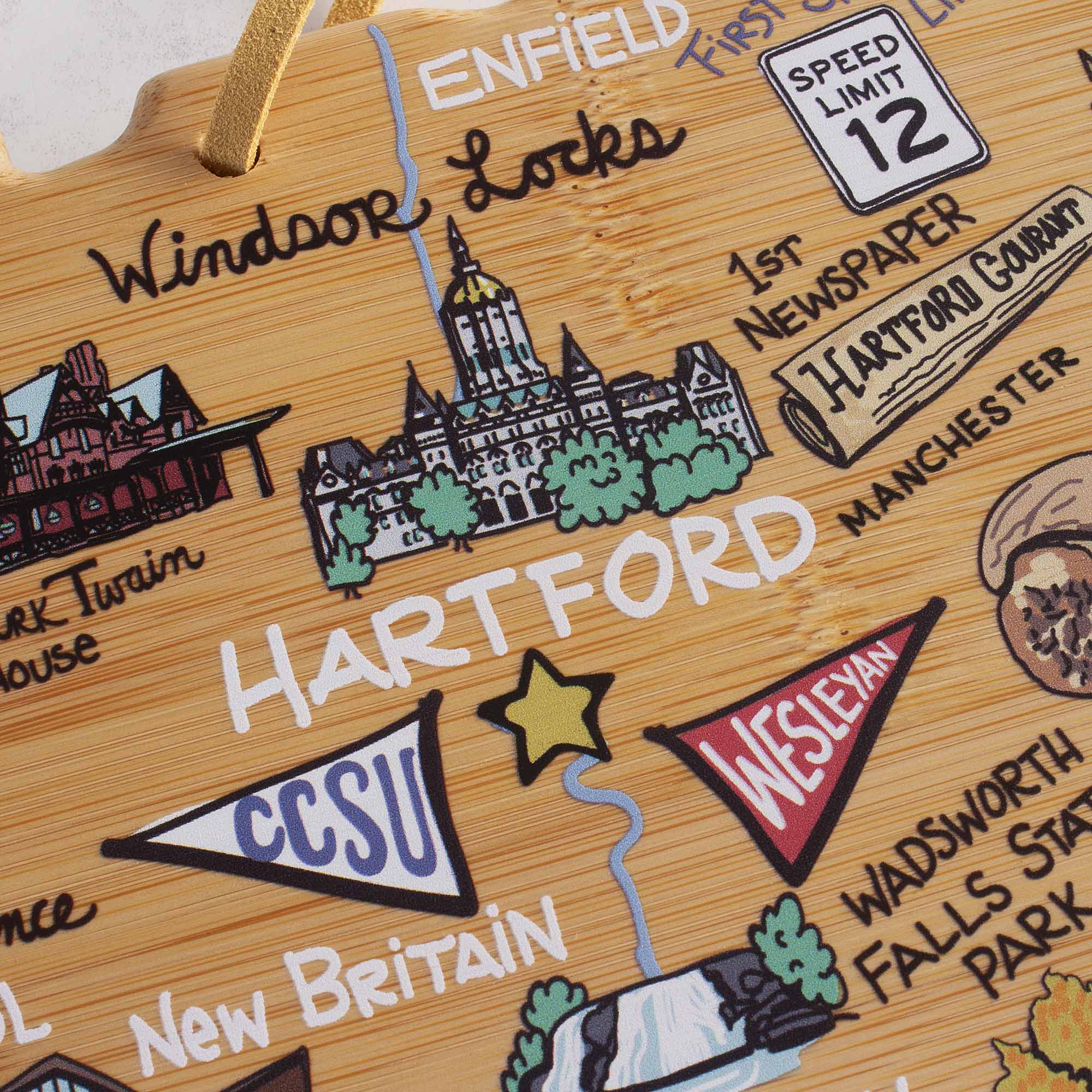 5 V ENFIELD  
FIRST SPEED LIMIT 12  
Locks  
1ST NEWSPAPER  
HARTFORD GOURANT  
MANCHESTER  
HARTFORD  
WINDSOR LOCKS  
RK Twain  
HARTFORD HOUSE  
CCSU  
WESLEYAN  
WADSWORTH STATE  
FALLS PARK  
NEW BRITAIN