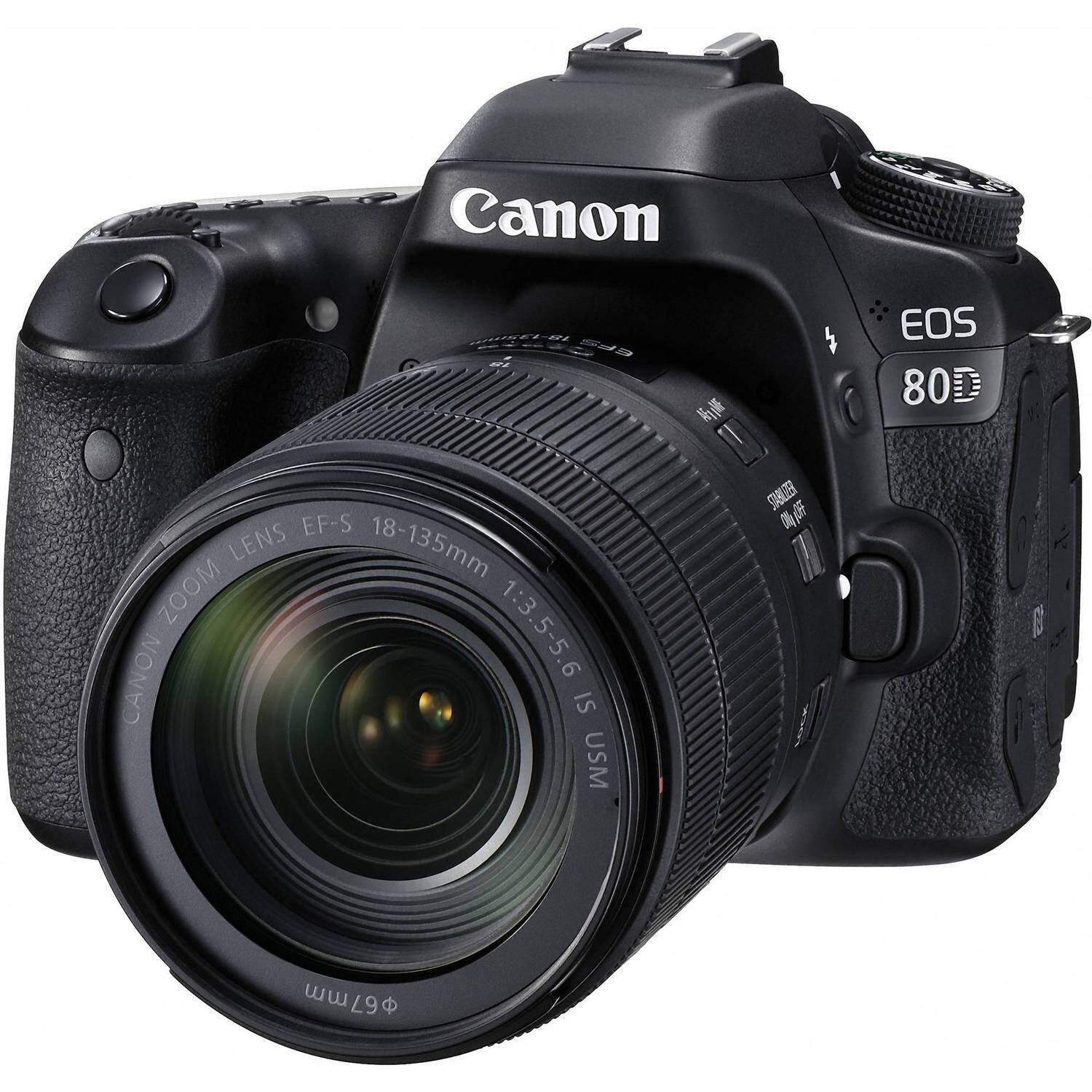 Canon EOS 80D with EF-S Lens 18-135mm Zoom 1:3.5-5.6 IS USM. 67mm filter thread.