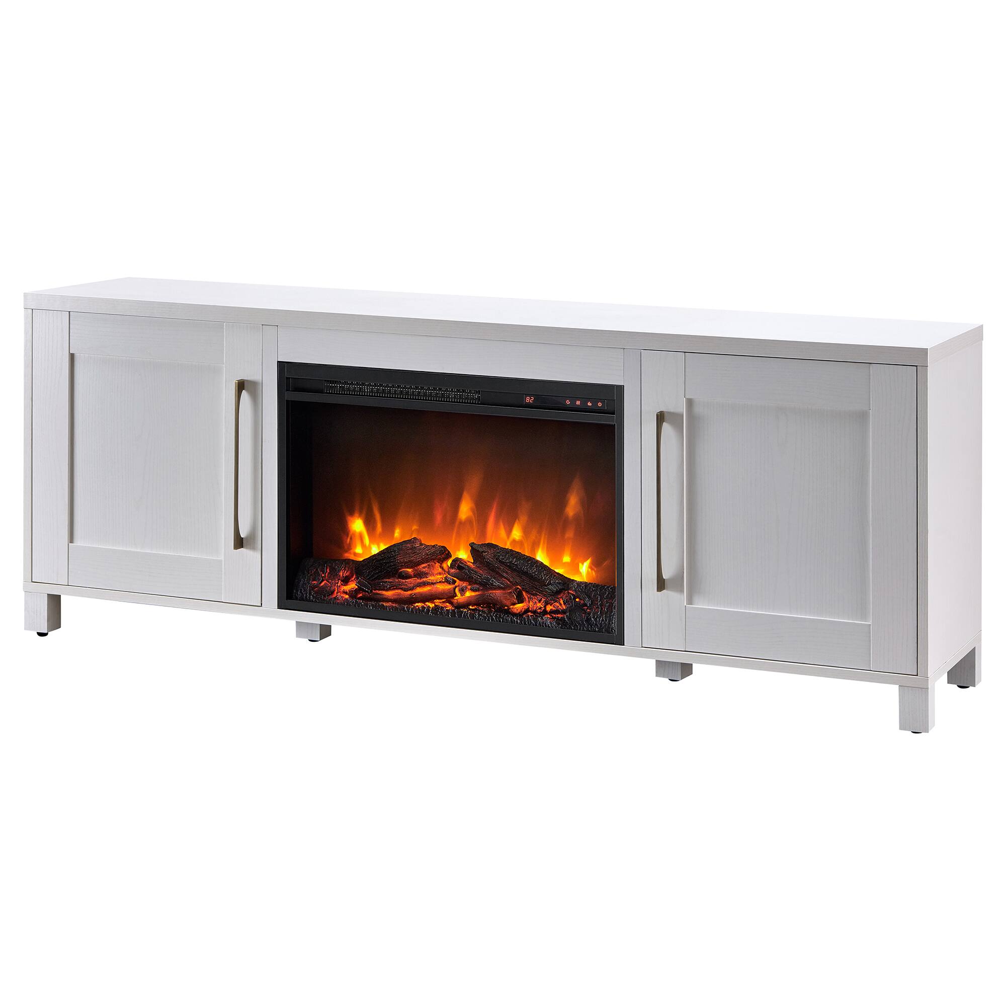 Alt View 14. Henn & Hart - Chabot Log Fireplace TV Stand for TVs up to 75" - White.