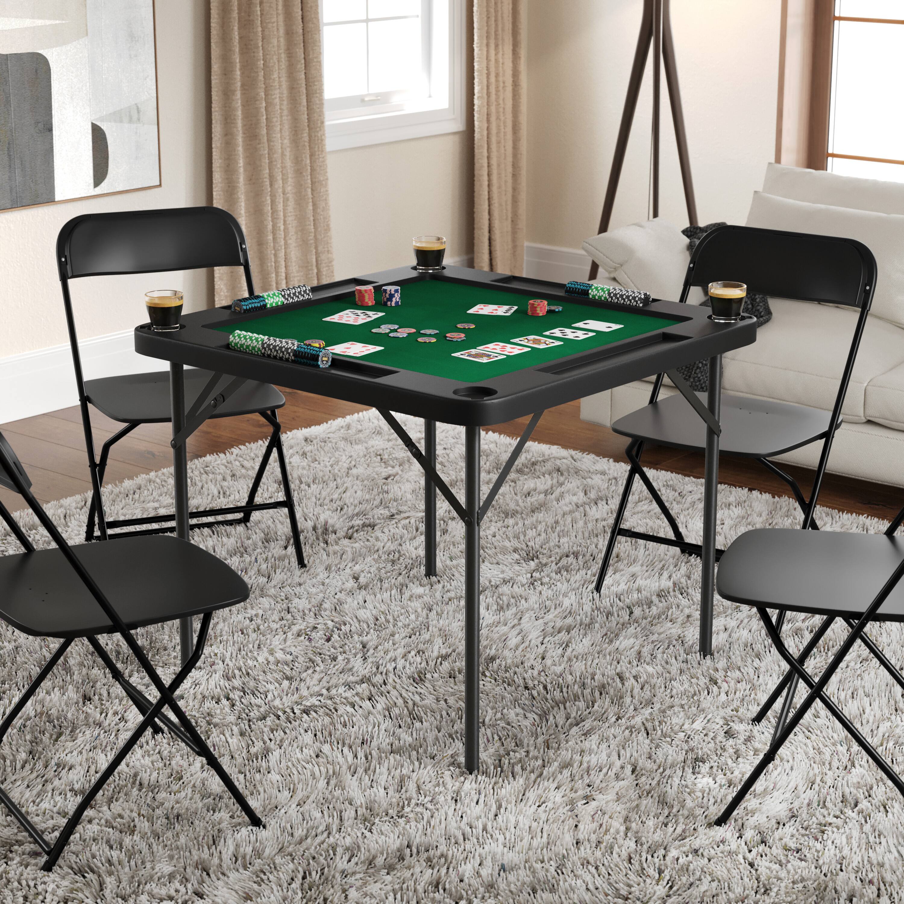 Alt View 2. Flash Furniture - Silas 34.5" Square 4-Player Black Folding Card Game Table with Green Playing Surface and Cup Holders - Black.
