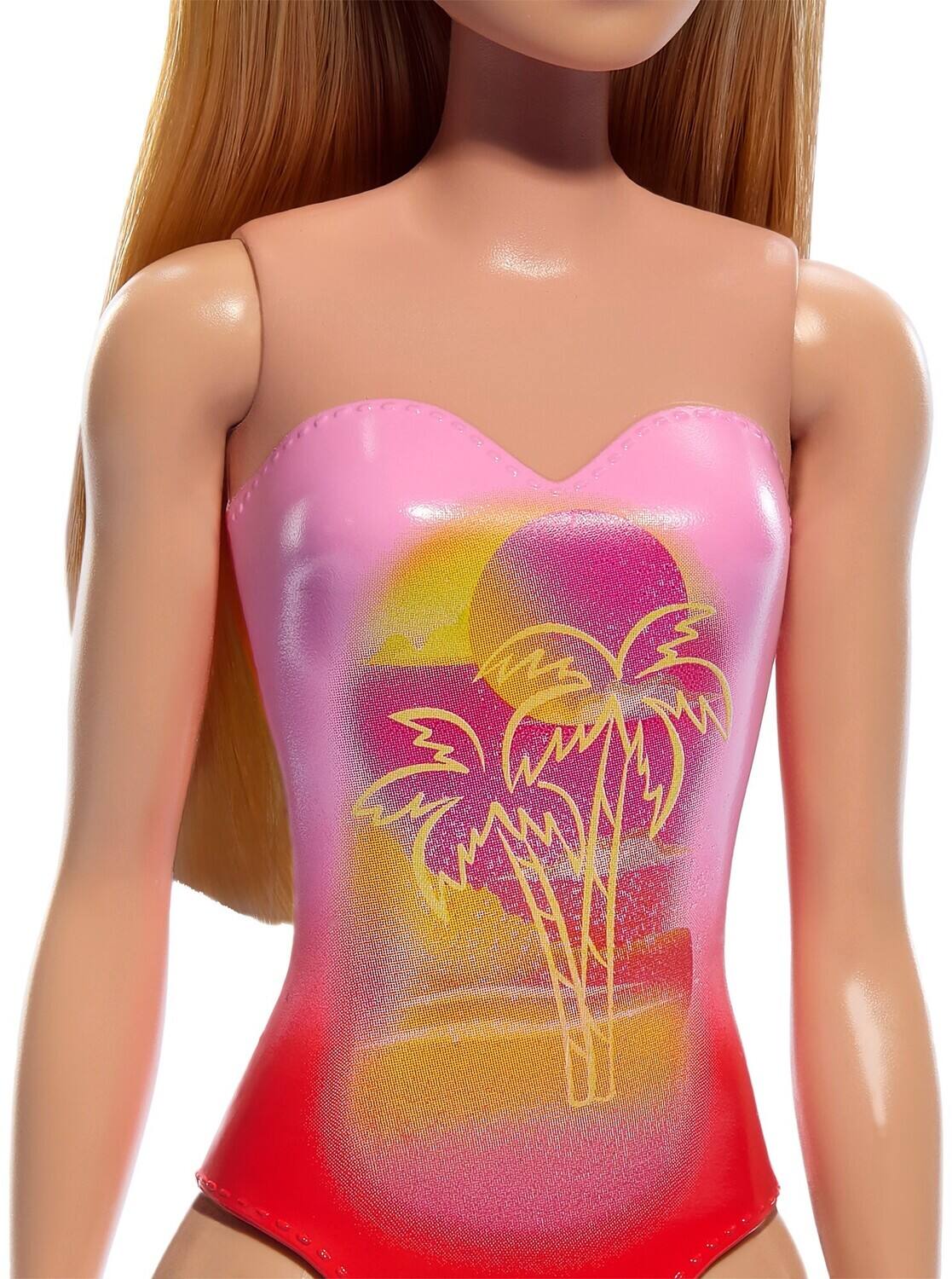 Alt View 4. Mattel - Barbie Beach Doll with Blond Hair & Pink Palm Tree-Print Swimsuit   - COLLECTIBLES - Multicolor.