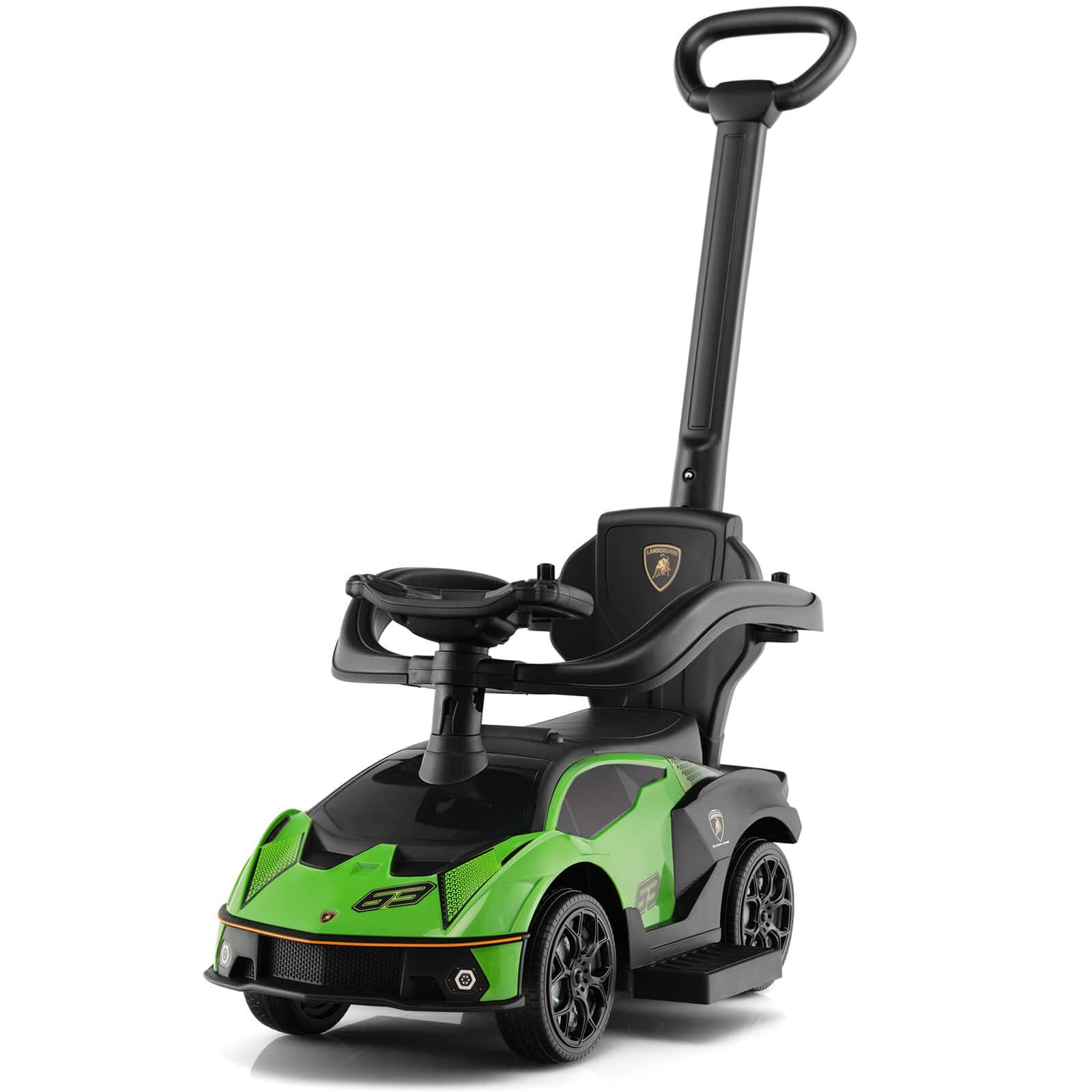 Front. Costway - Costway 3-in-1 Licensed Lamborghini Ride on Push Car Stroller Sliding Car w/ Sound - Green.