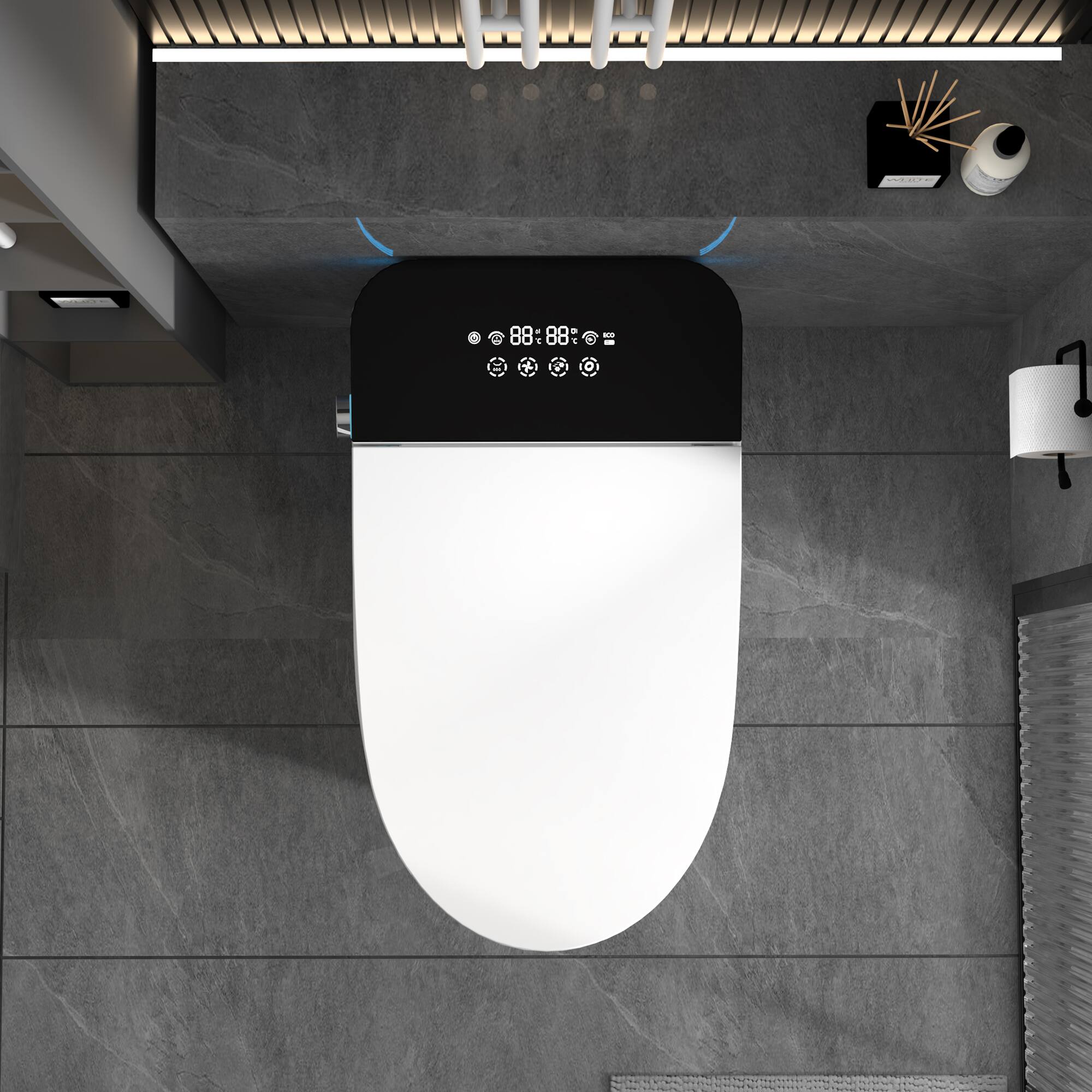 Left. Tiramisubest - Smart Toilets with Heated Bidet Seat,Intelligent Toilet Auto Open/Close Seat,Portable Toilet with Dryer and Warm Water - White.