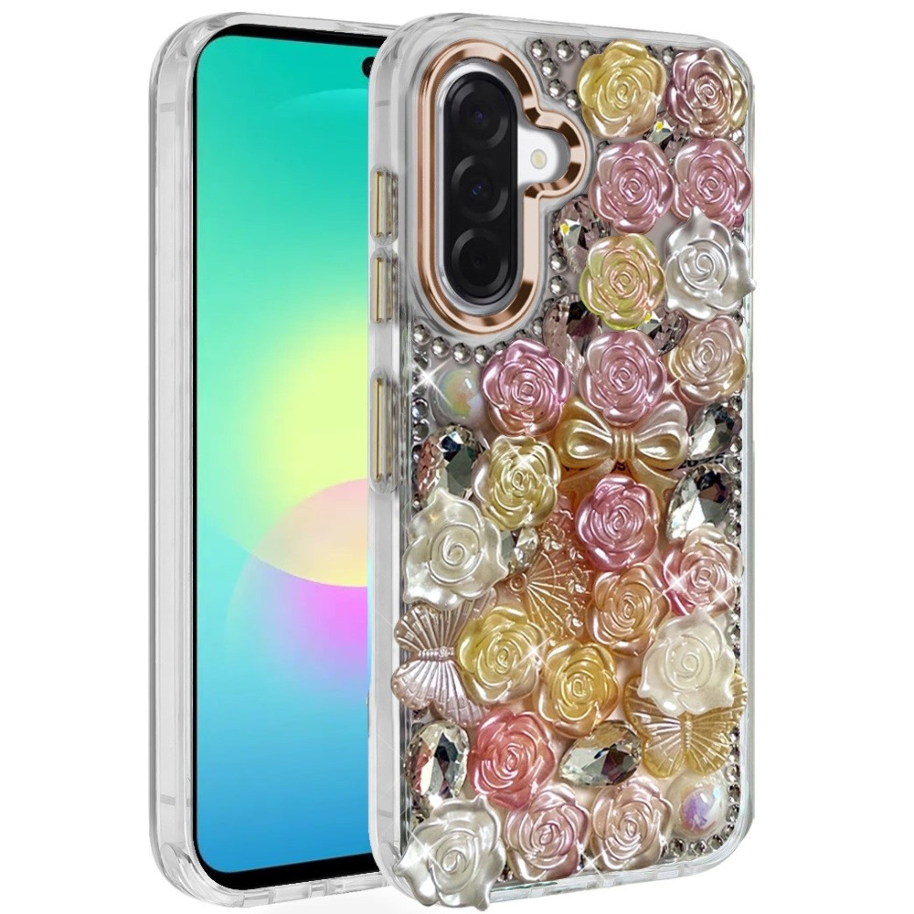 Kitcheniva - Roses Arrangement 3D Bling Phone Cover Plus Tempered Glass For Samsung A27 5G - Orange price history on PriceWatchPro