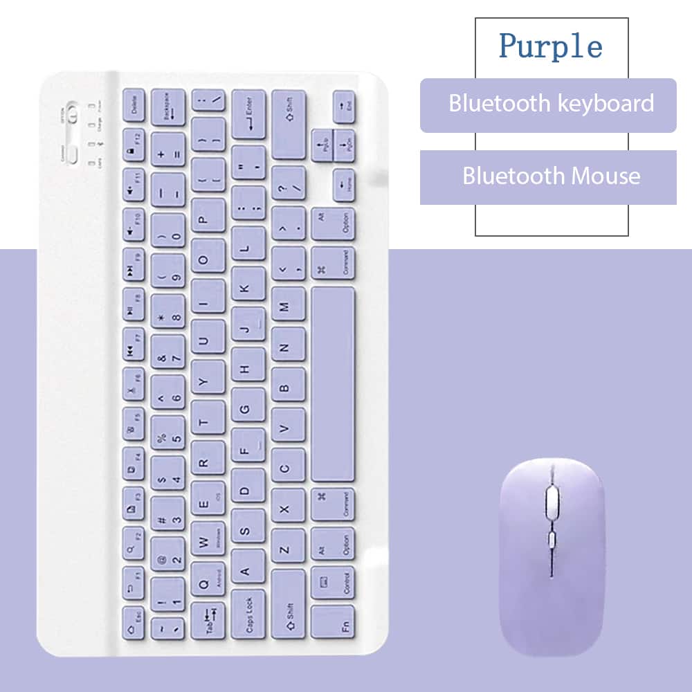 Luckbyte - 10" Ultra-Thin Bluetooth Wireless Mini Keyboard, Portable Slim Keyboard for iPad, iPhone, Android Tablets & Smartphones - Purple2