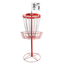 GSE Games & Sports Expert - Heavy-Duty 24-Chain Disc Golf Basket, Deluxe Metal Flying Disc Golf Practice Target - Red