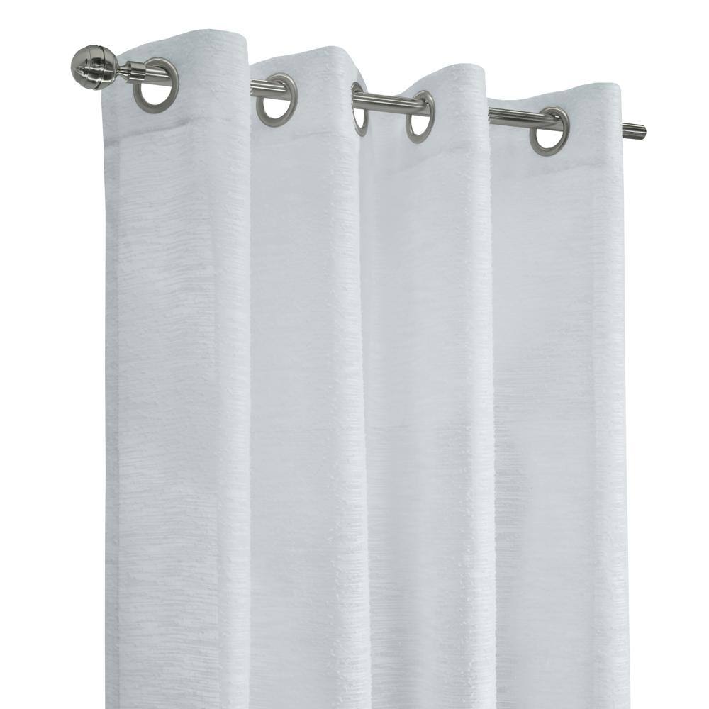 Left. Commonwealth Home Fashions - Habitat Boucle Sheer Premium Stylish and Functional Grommet Curtain Panel 52" x 84" White - White.