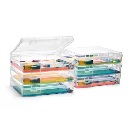 Front. Sorbus - Sorbus Art Supplies Storage Containers, Clear Wide Stackable Storage Box with Snap-Tight Closures, Made in the USA - Clear.