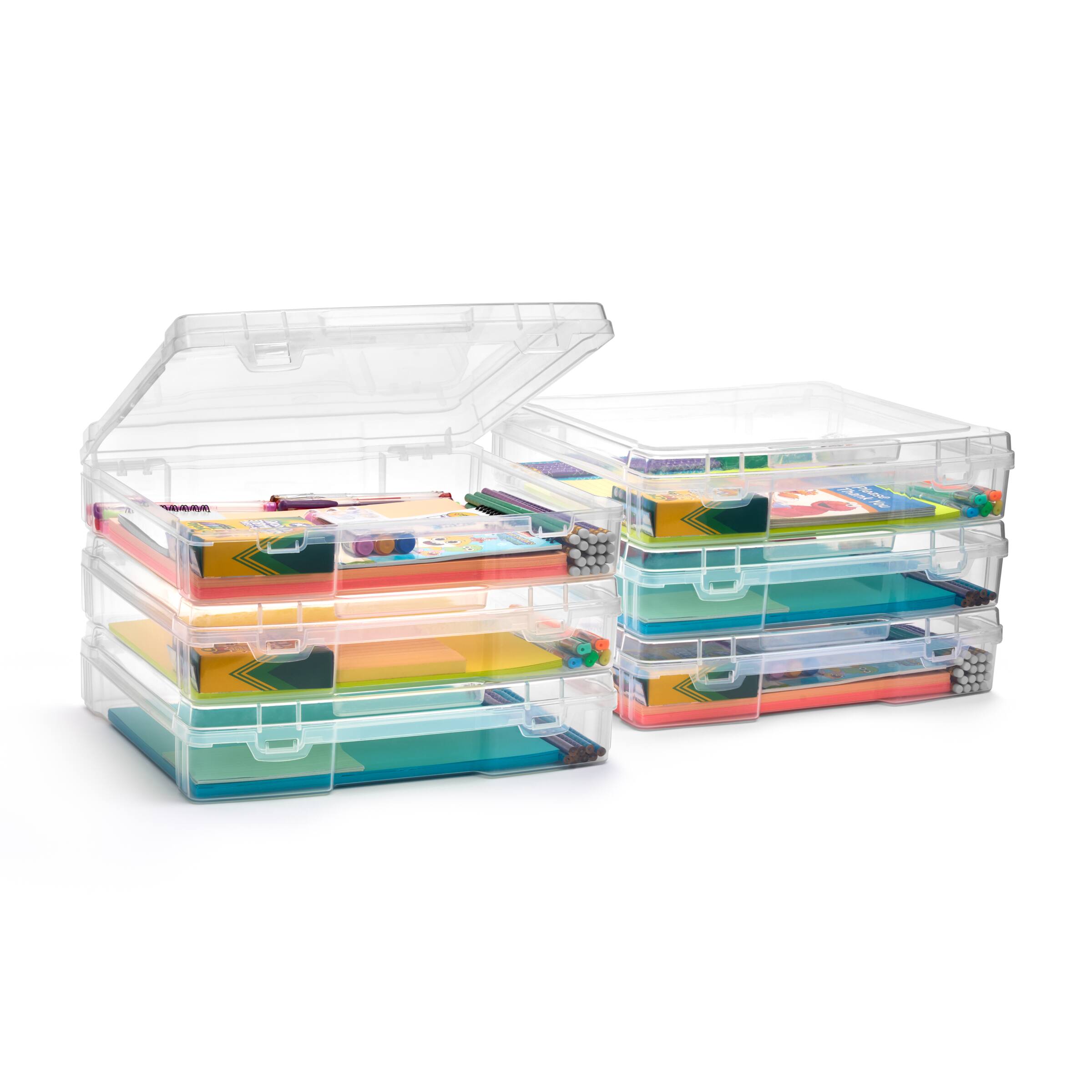 Alt View 1. Sorbus - Sorbus Art Supplies Storage Containers, Clear Wide Stackable Storage Box with Snap-Tight Closures, Made in the USA - Clear.