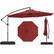 Front. Costway - Costway 10 FT Solar Offset Hanging Umbrella Patio Cantilever Umbrella with 32 LED Lights - Red.