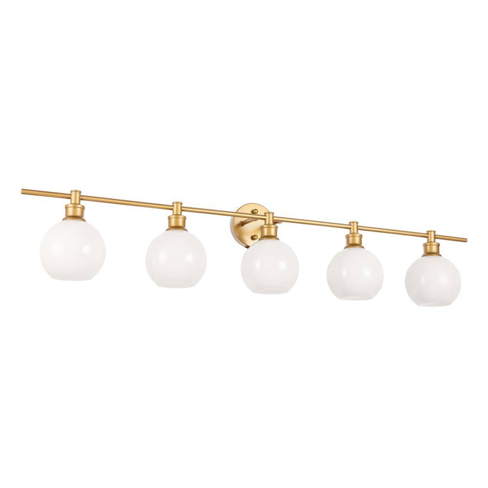 Left. Living District - Collier 5 light Brass and Frosted white glass Wall sconce - Brass And Frosted White Glass.