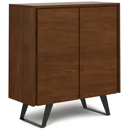 Front. Simpli Home - Lowry Medium Storage Cabinet - Walnut Veneer.
