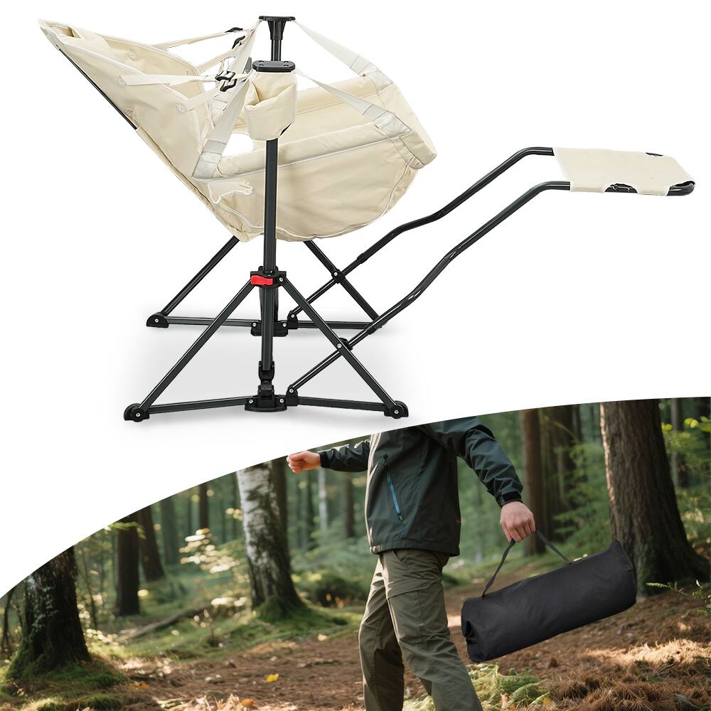 Left. Ainfox - Ainfox Hammock Camping Chair Beige with Footrest - khaki.