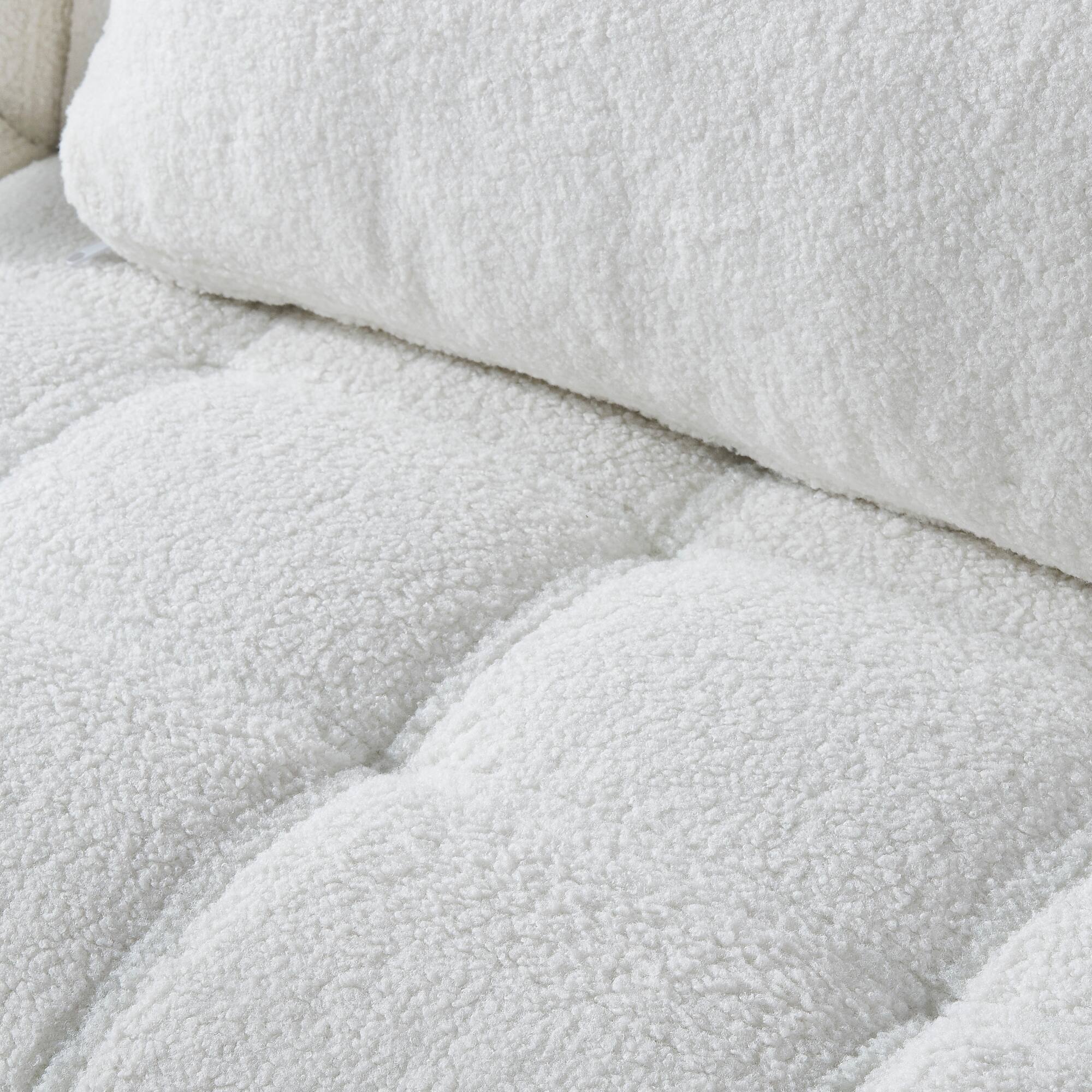 Alt View 1. GOODSILO - Convertible Sofa Bed Futon with Golden Metal Legs and Soft Fabric in Light Color - White Teddy.