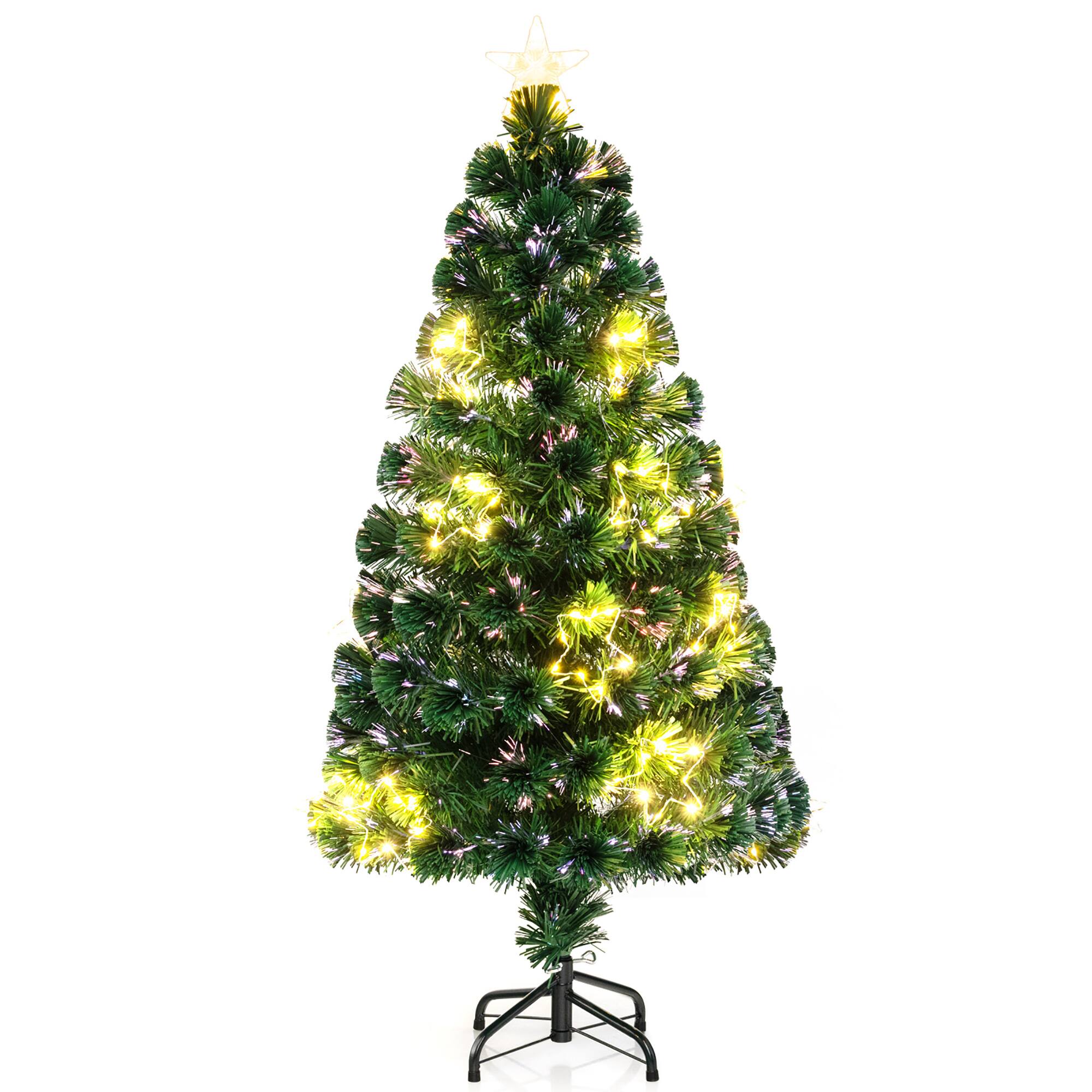 Alt View 9. Gymax - Gymax 4 FT Artificial Xmas Tree w/ 130 Branch Tips 197 Warm White LED Lights - Green.