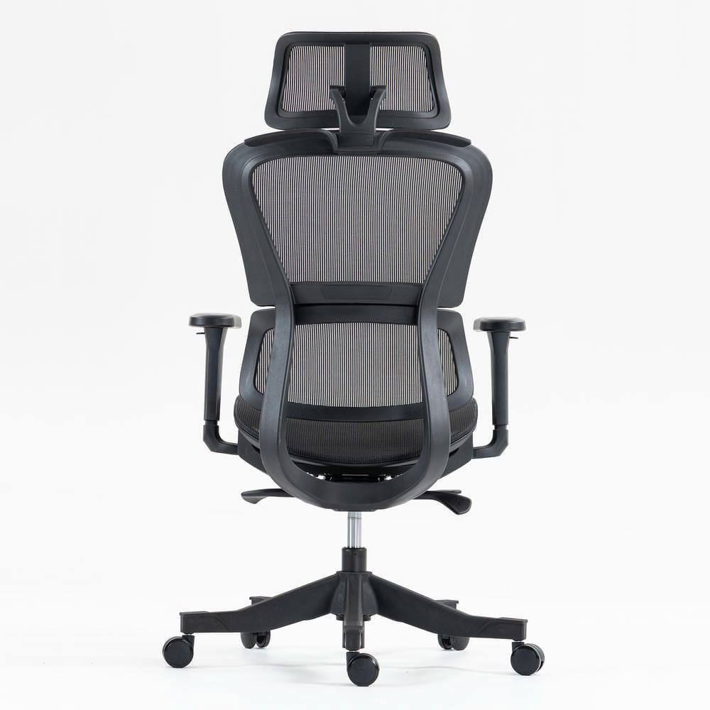 Left. Kadyn - High Back Ergonomic Office Chair, 4D Armrests & 120° Recline, Breathable Mesh, 360° Swivel, Black - Black.
