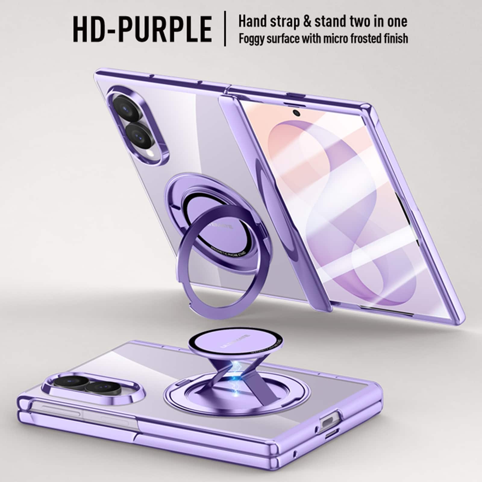 Dteck - Shockproof Magnetic Case for Samsung Galaxy Z Fold8, 2-in-1 Kickstand Rigid Plastic Cover with Built-in HD Glass Screen - Purple price history on PriceWatchPro