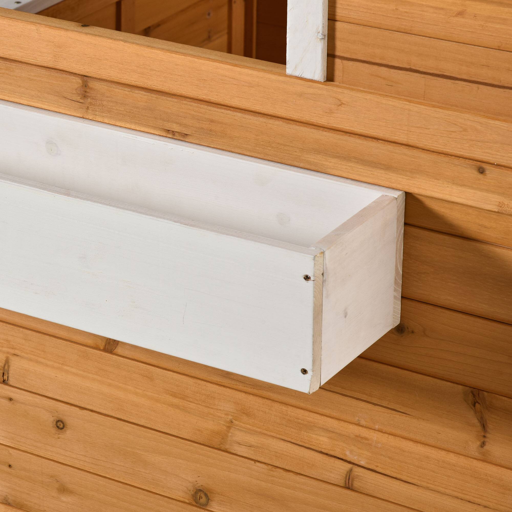 Alt View 5. Outsunny - Wooden Playhouse for Kids Outdoor, Working Door, Windows, Mailbox, Bench, Flowers Pot Holder, 48" x 42.5" x 53".