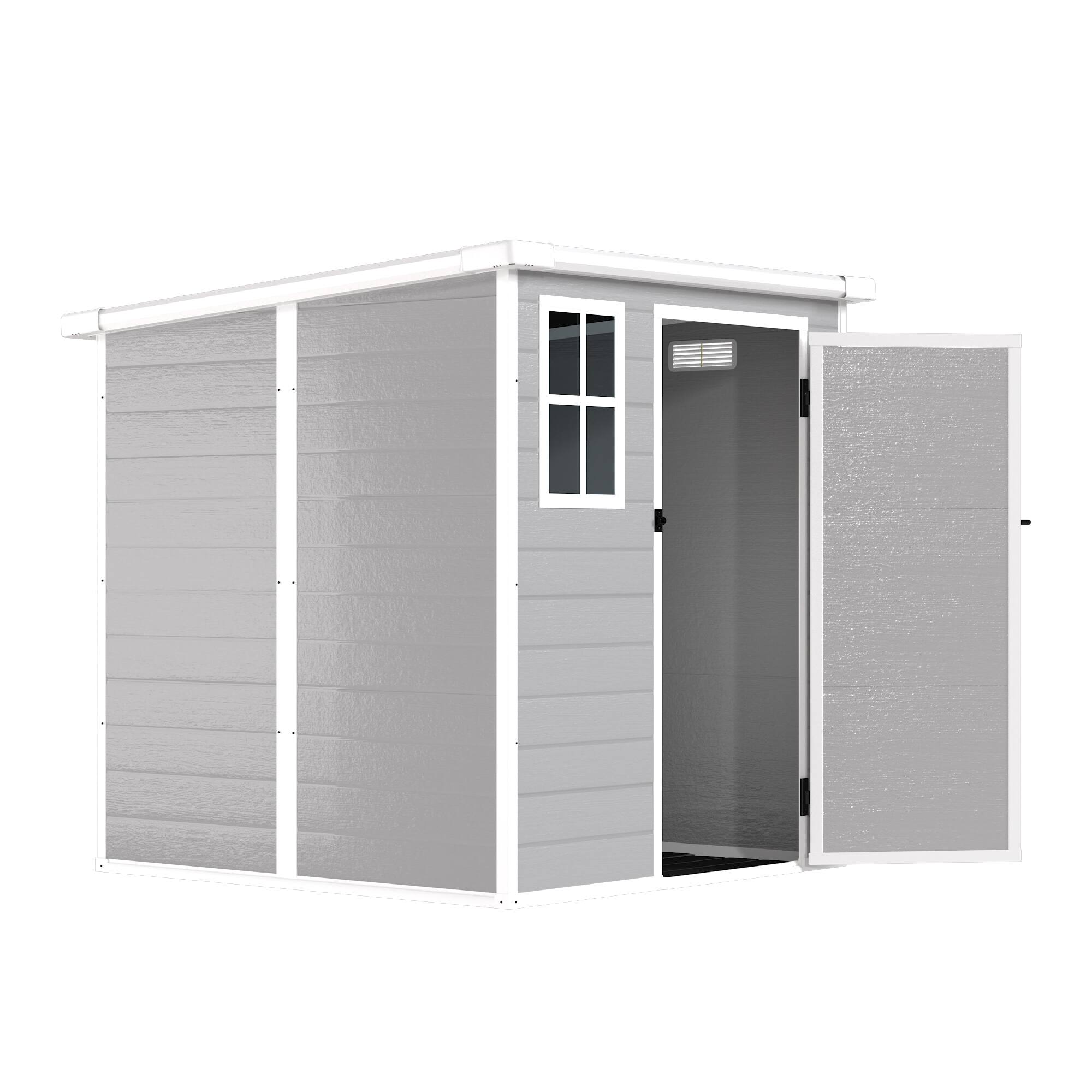 Alt View 5. Mondawe - 6x6 FT Waterproof Resin Outdoor Storage Shed with Floor & Window &  Lockable Doors and  Vents - Gray.