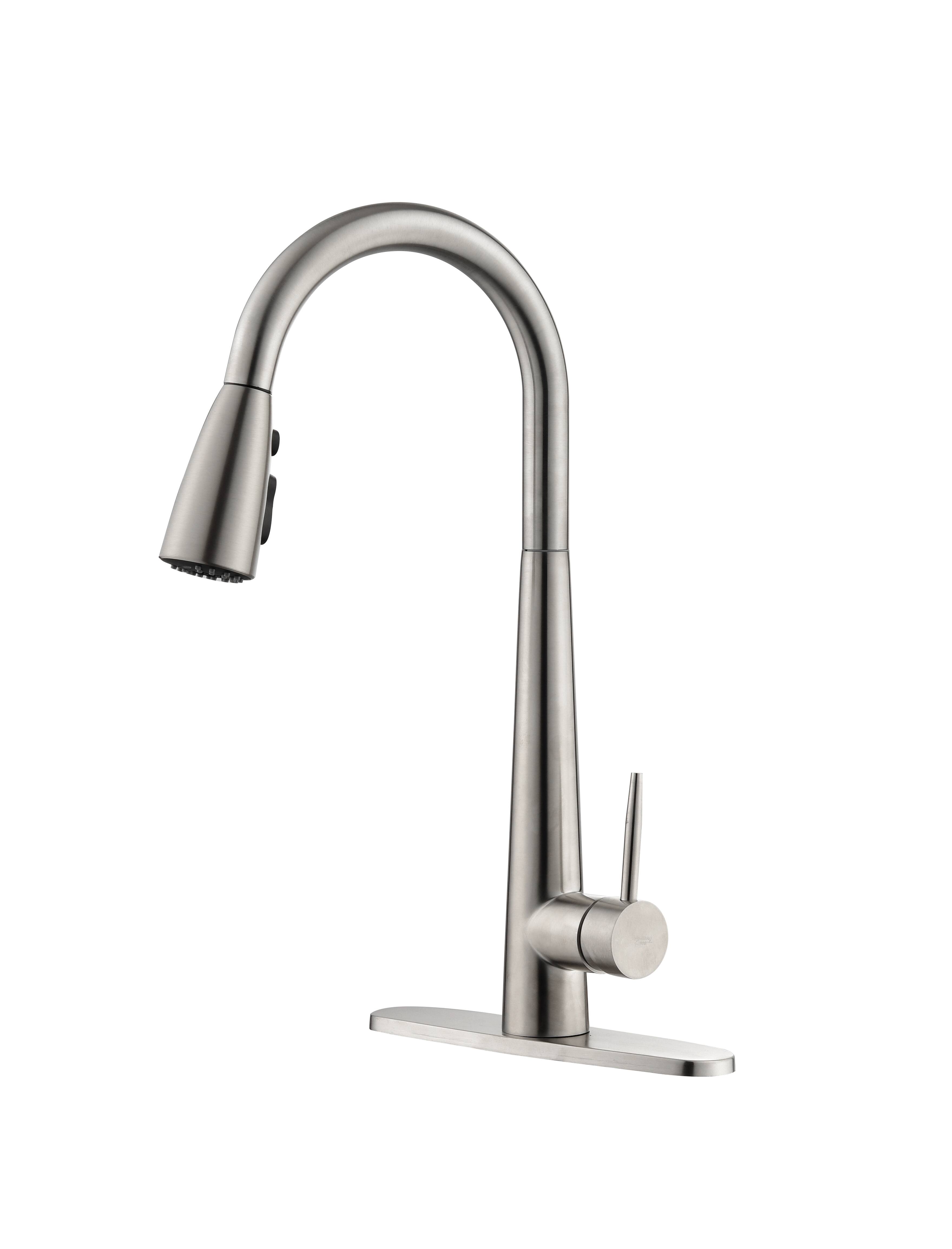 Kitchen Faucet with Pull Down Sprayer High Arc Single Handle Kitchen Sink Faucet with Deck Plate
