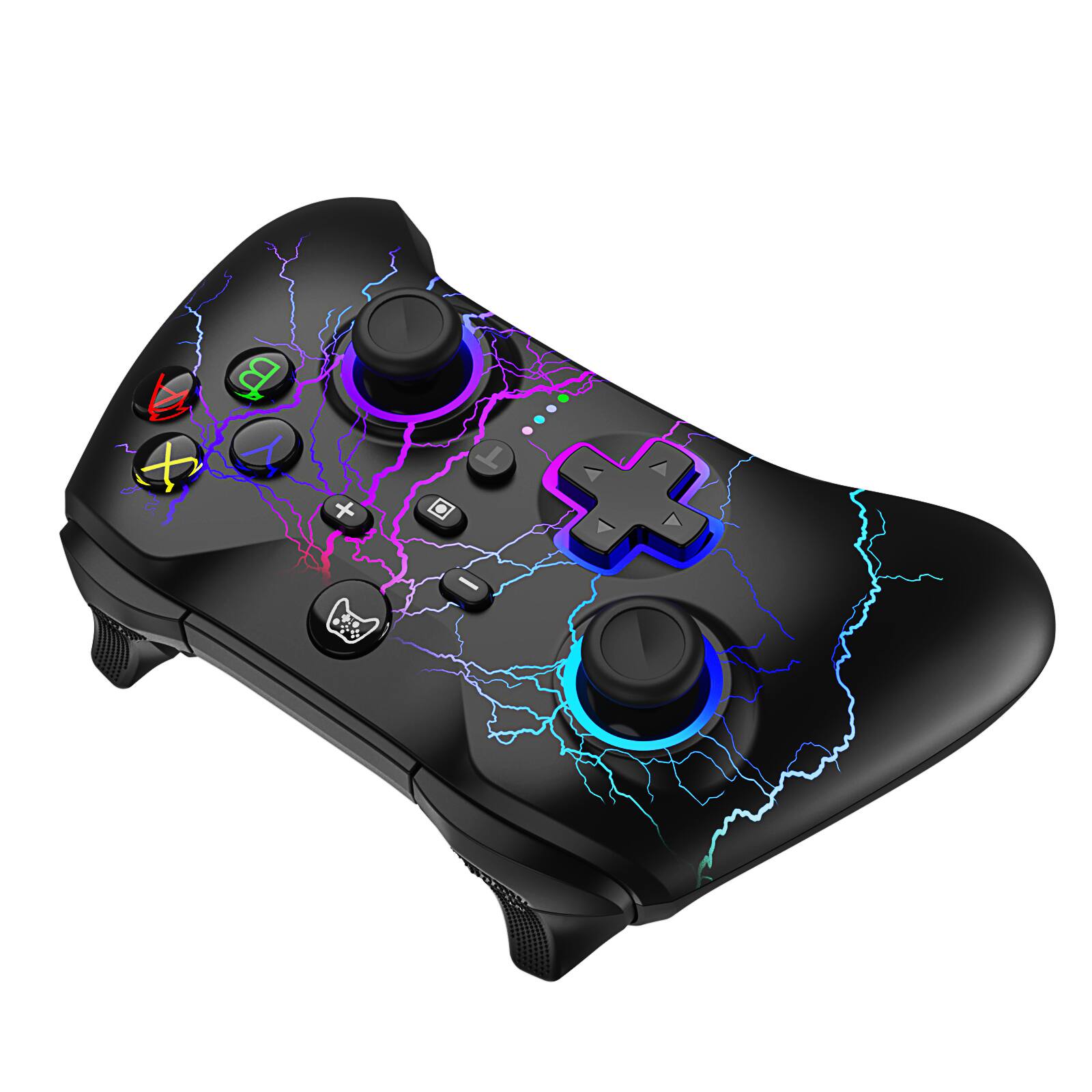 Alt View 2. Cluzine - Wireless Bluetooth Game Controller for Switch with Vibration Wake-Up Function 6-Axis Gyro for PC - Black.