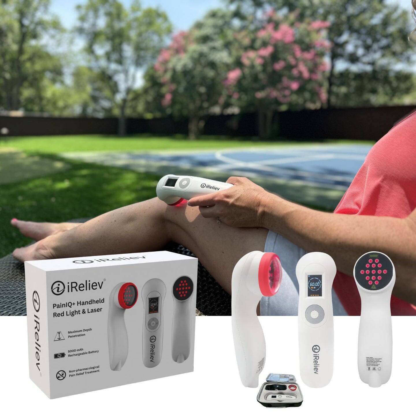 iReliev  
iReliev  
iReliev iReliev PainIQ+ Handheld Light & Laser Red Maximum Depth Penetration 6000 mAh Rechargeable Battery iReliev Non-pharmacological Pain Relief Treatment  
. 2019 iReliev  
5