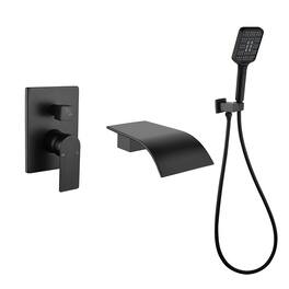 Boyel Living - Wall Mount Single Handle 3 Spray Tub and Shower Faucet with Handheld Shower Valve Included - Matte Black