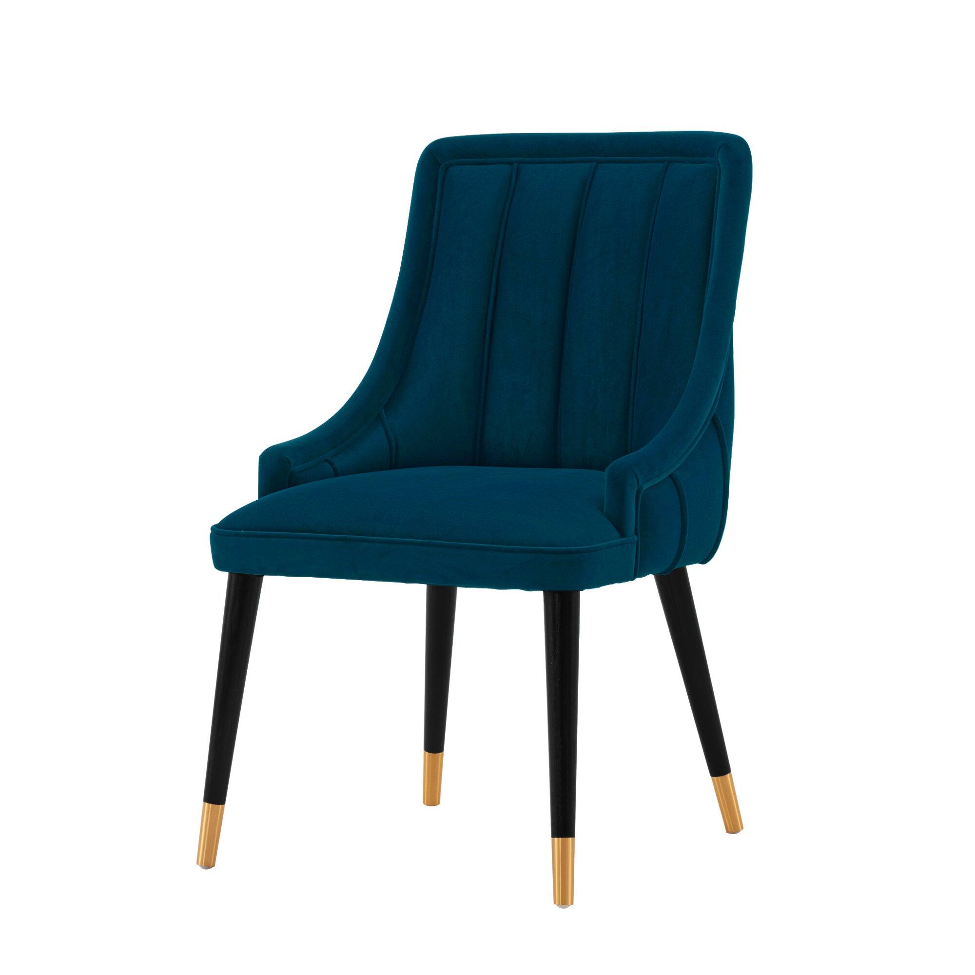 Alt View 7. Manhattan Comfort - Eda Modern Wood Upholstered Dining Chair - Set of 2 - Midnight Blue.