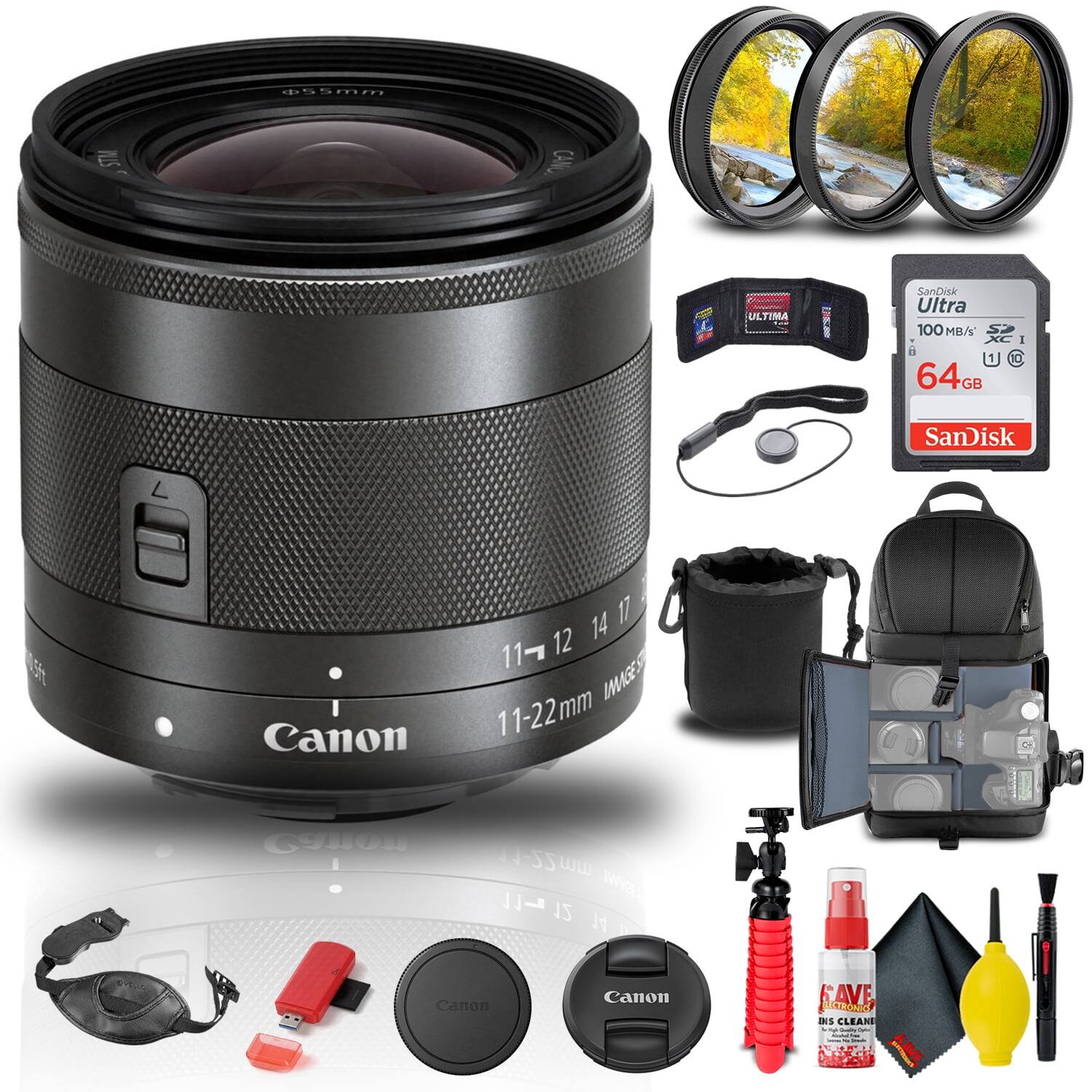 - SanDisk Ultra 100 MB/s 64GB
- Canon 11-22mm
- STM CANL ULTIMA UEM
- Canon AVE Ad INS CLEANS
- 11-22mm
- SAVE INS CLEANER