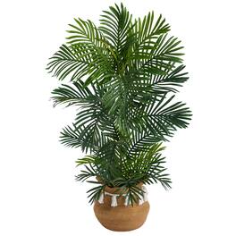 BreeBe - 4' Areca Palm Tree in Boho Cotton Pot UV (Indoor/Outdoor) - Green