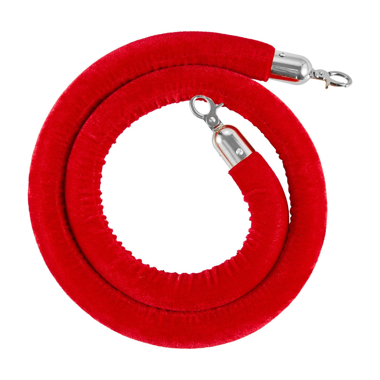 Alt View 5. VEVOR - 2 Pcs Red Velvet Stanchion Ropes, 5 ft Crowd Control Stanchion Red Velvet Ropes with Silver Hooks, Post Queue Barrier - Silver red.