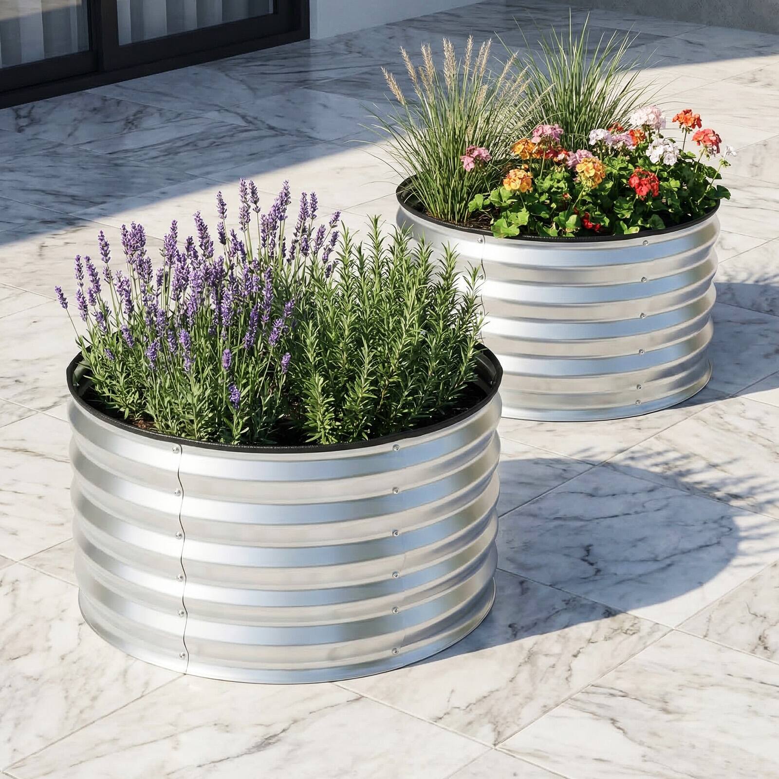 Alt View 4. Costway - Costway 2 Pack Galvanized Raised Garden Bed Kit with Open-Ended Base for Vegetables Flowers - Sliver.