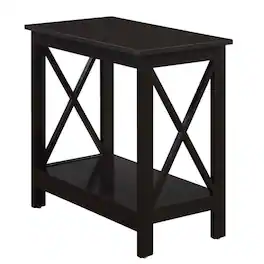 FurniFact - Wooden End Table with Shelf - Espresso