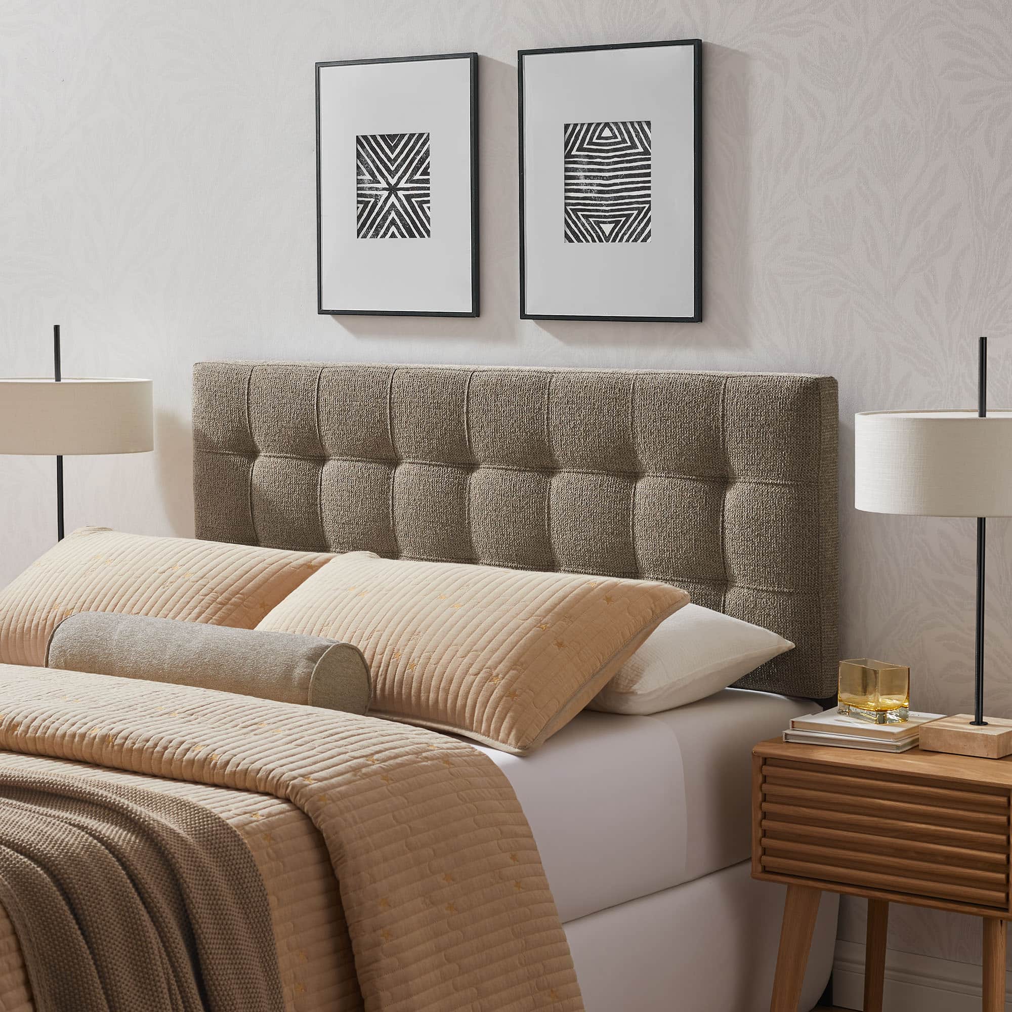 Lily Upholstered Fabric Headboard by Modway - Taupe