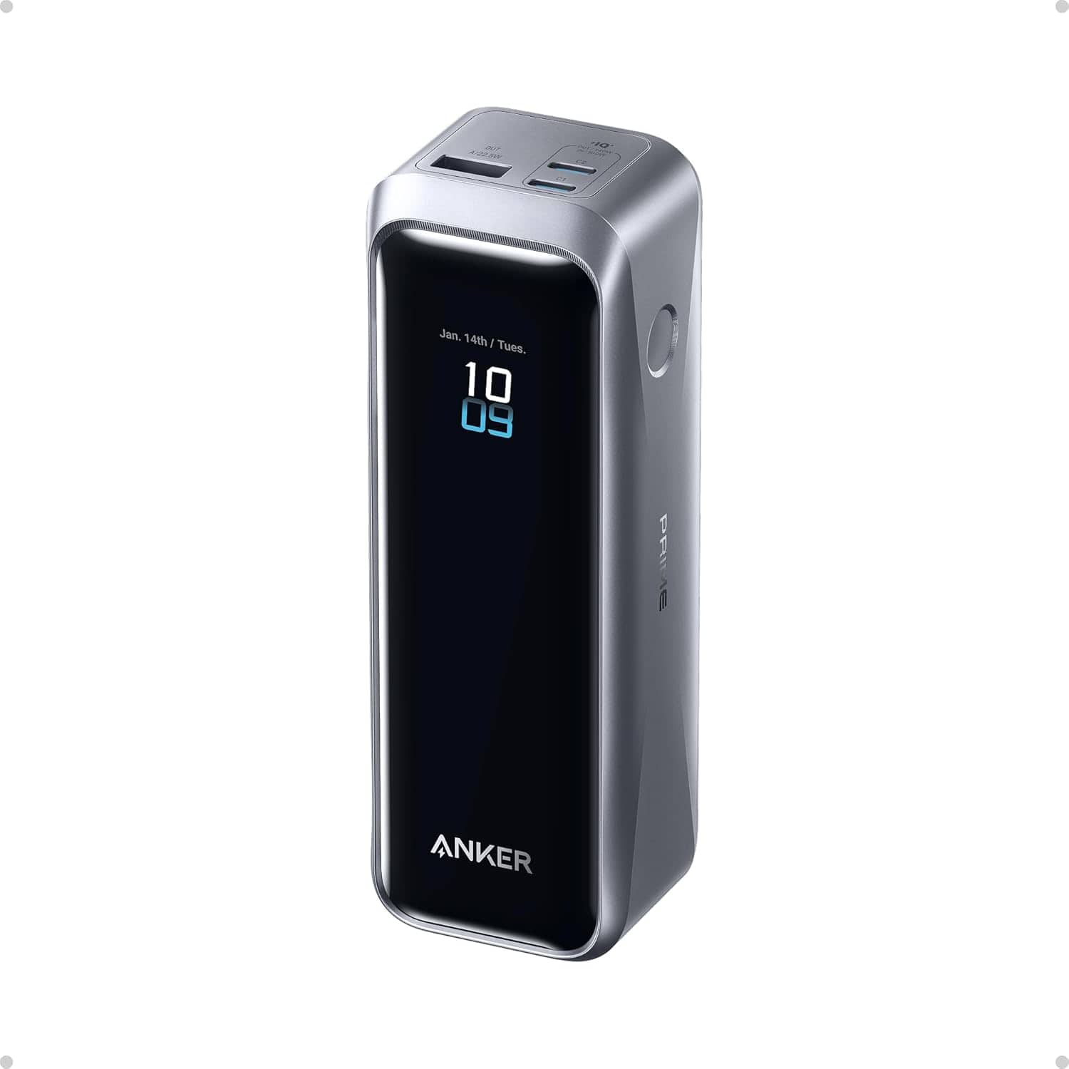 Anker - Prime Power Bank, 20,100mAh 3-Port Portable Charger with 220W Max Output - Black