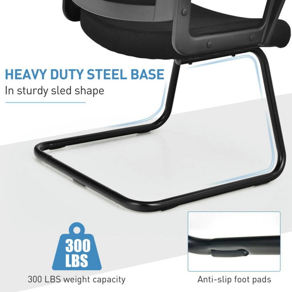 HEAVY DUTY STEEL BASE  
In sturdy sled shape  

300 LBS weight capacity  

Anti-slip foot pads