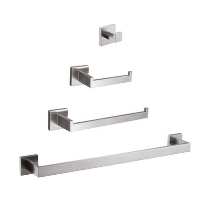 Front. JUJABU - 4- Piece Bathroom Hardware Set Brushed Nickel - Brushed Nickel.