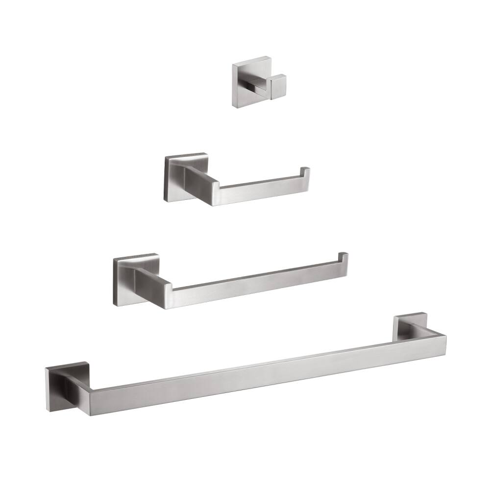 JUJABU - 4- Piece Bathroom Hardware Set - Brushed Nickel