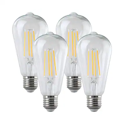 Front. Parrot Uncle - 6W Vintage Clear Glass 2700K Warm White Dimmable LED Filament Light Bulb - Clear.