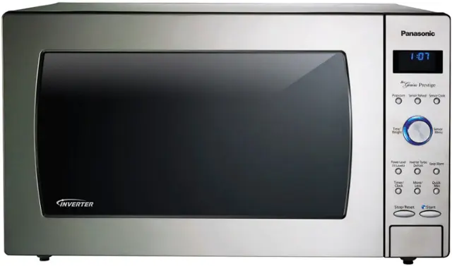 Front. Panasonic - 2.2 Cu. Ft. 1250 Watt SD987SA Full-Size Microwave with Inverter - Stainless Steel.