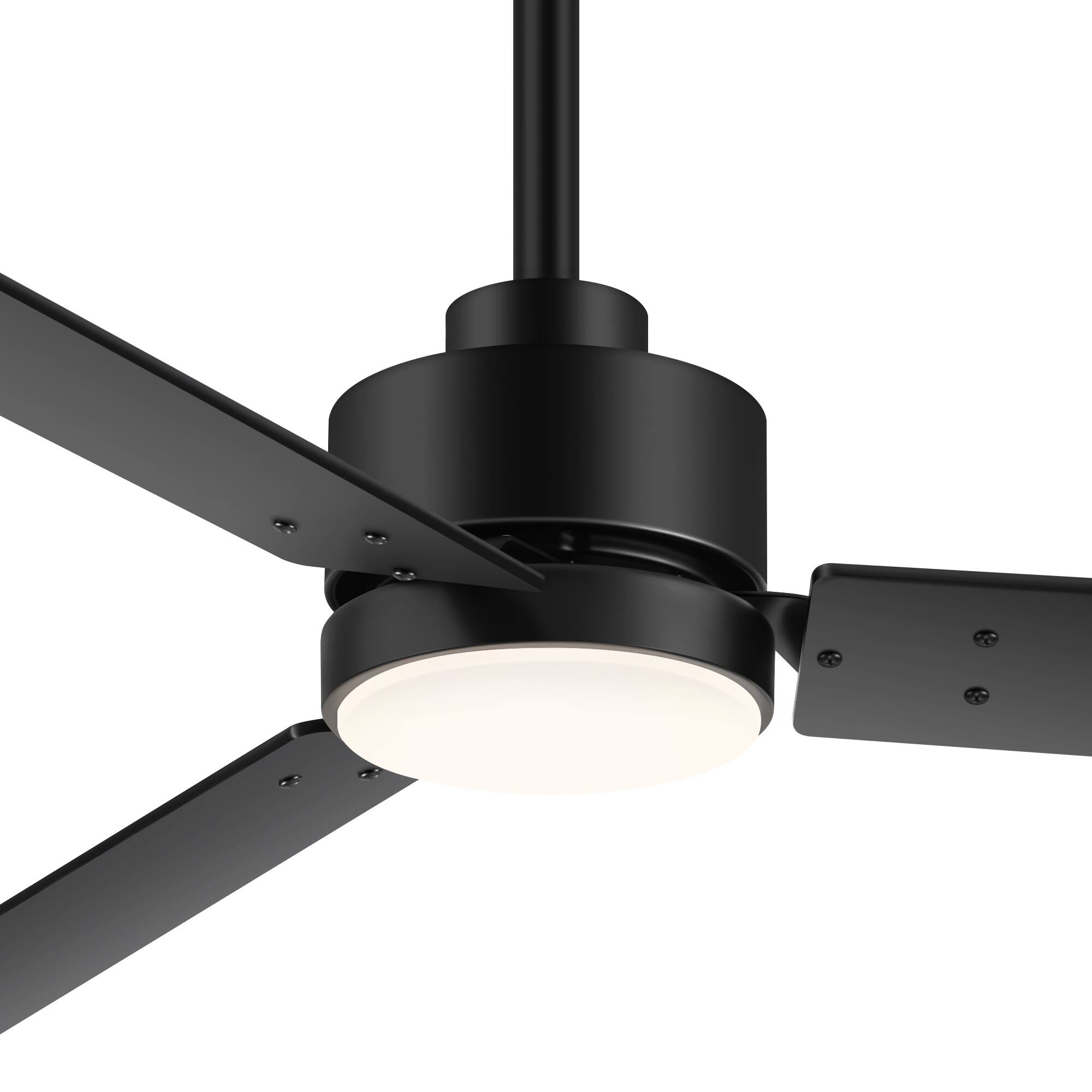 Alt View 8. Breezary - 48-Inch Indoor Ceiling Fan with 3 Plywood Blades, DC Motor, 6-Speed Remote, 5'' Downrod,  Light/No Light, 1 or 2-Pack - Black (With Light).