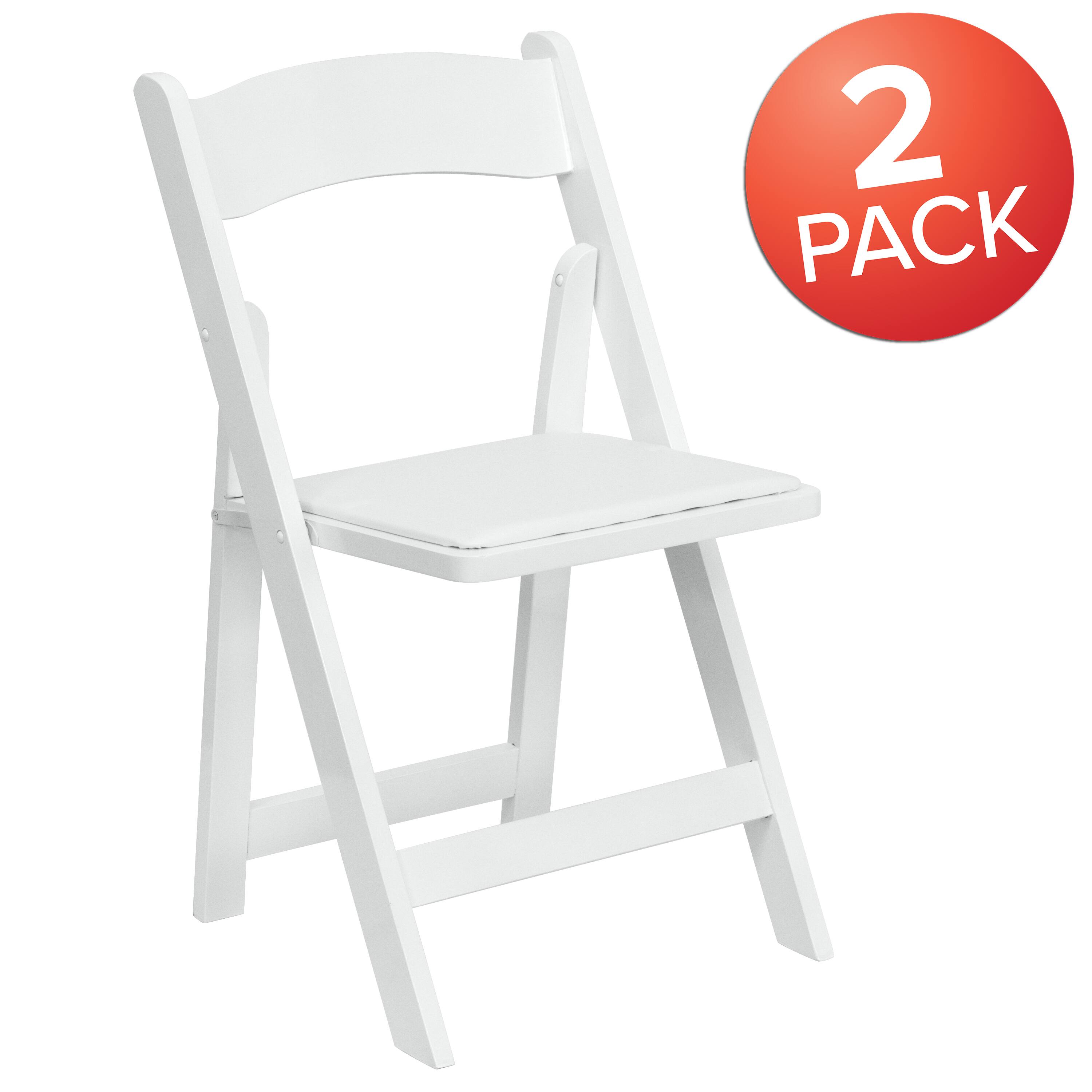 Alt View 1. Emma + Oliver - 2 Pack Wedding Party Event Wood Folding Chair with Vinyl Padded Seat - White.
