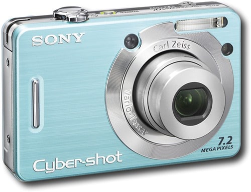 blue sony cyber shot digital camera