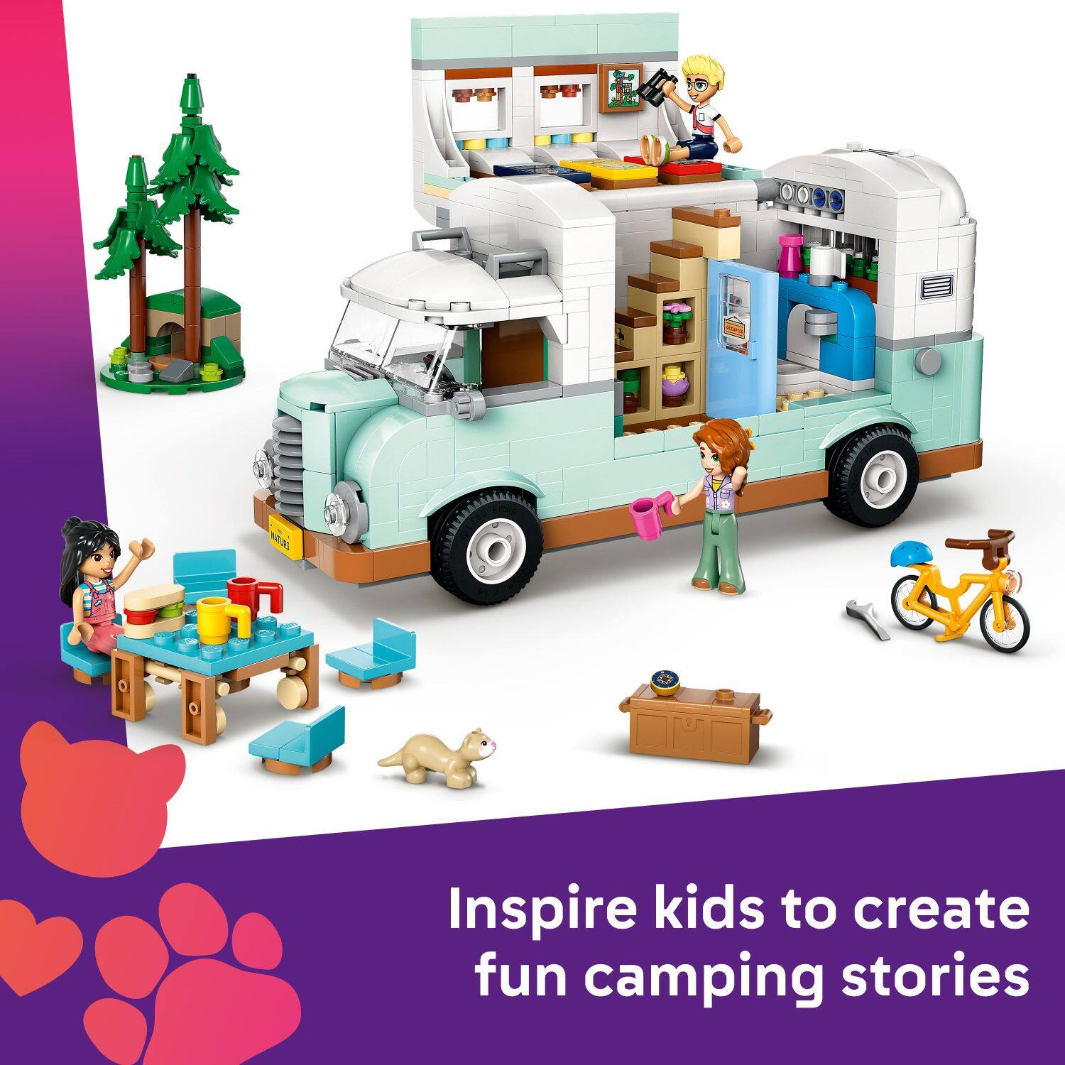 Inspire kids to create fun camping stories.