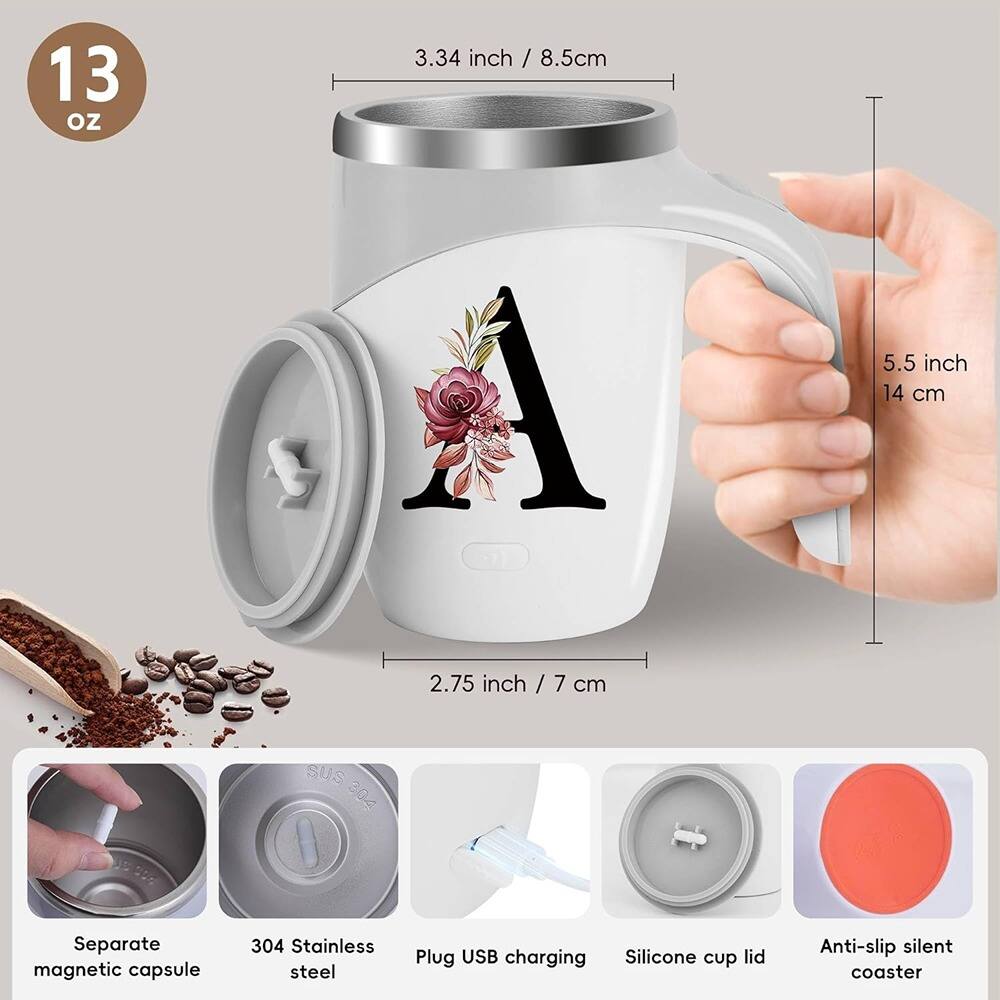 13 oz  
3.34 inch / 8.5 cm  
5.5 inch / 14 cm  
2.75 inch / 7 cm  

- Separate magnetic capsule  
- 304 Stainless steel  
- Plug USB charging  
- Silicone cup lid  
- Anti-slip silent coaster