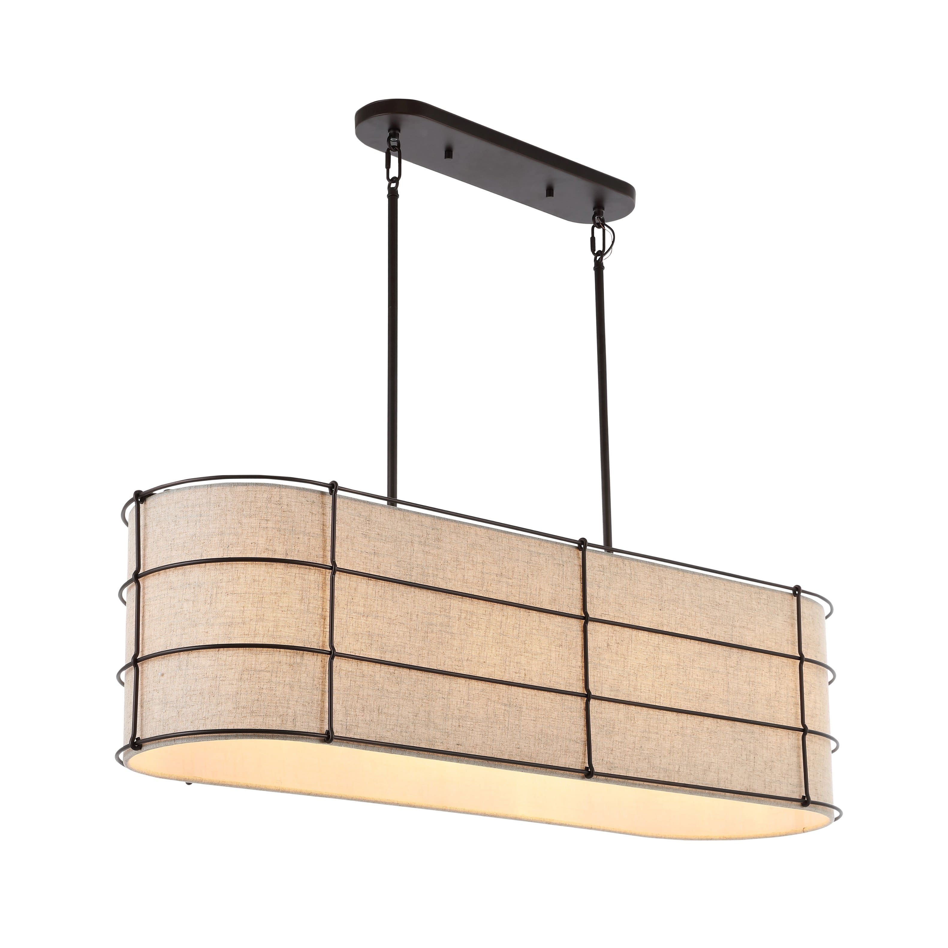 "Jonathan Y - Chadwick 42"" 4-Light Rustic Farmhouse Iron Linear LED Pendant, Oil Rubbed Bronze - Light Brown/Oil Rubbed Bronze" price history on PriceWatchPro