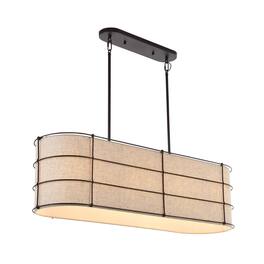 Jonathan Y - Chadwick 42" 4-Light Rustic Farmhouse Iron Linear LED Pendant, Oil Rubbed Bronze - Light Brown/Oil Rubbed Bronze