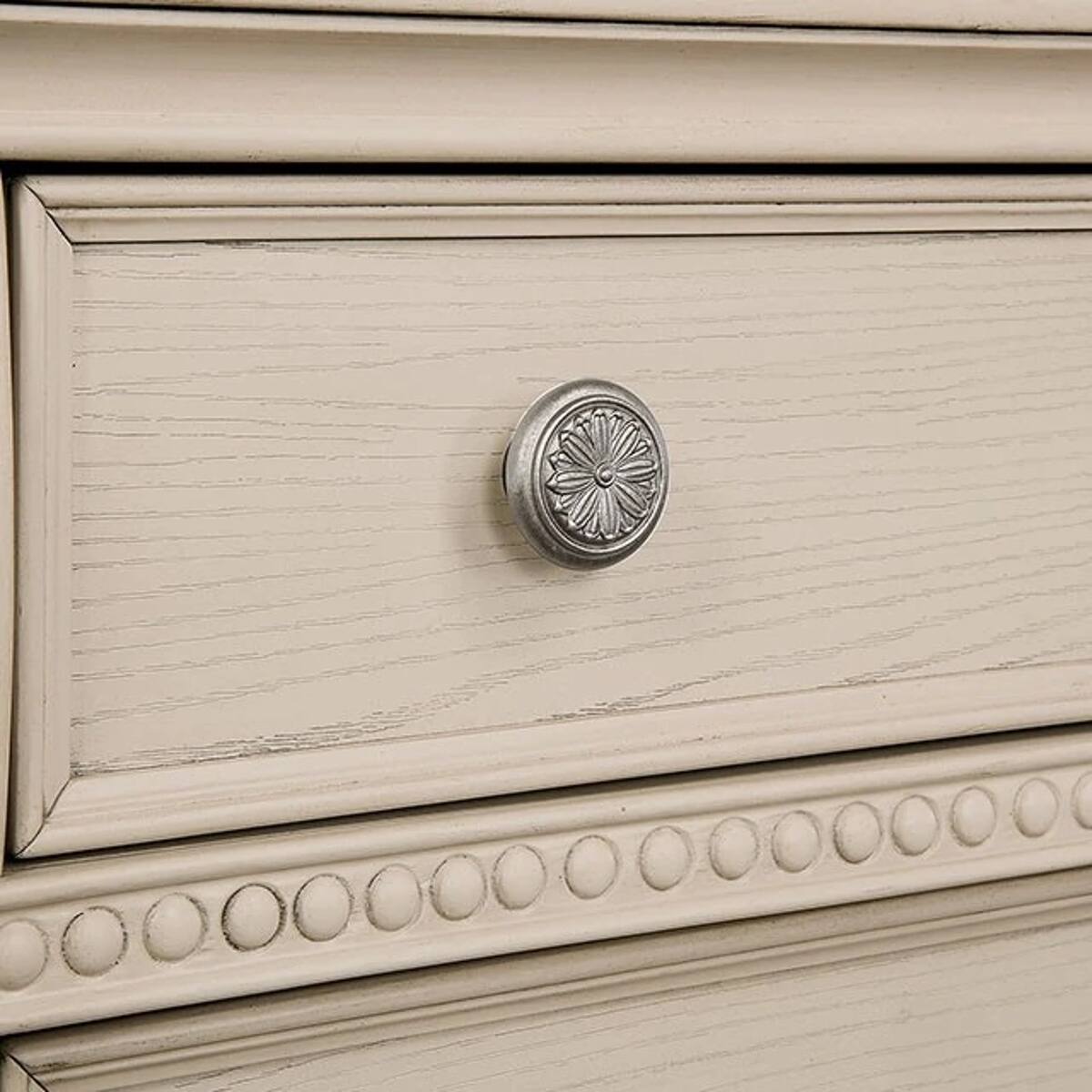 Angle. Loheer - Loheer Antique White 3 Drawer Nightstand Solid Wood Bedroom Bedside Cabinet with USB Port - Antique White.