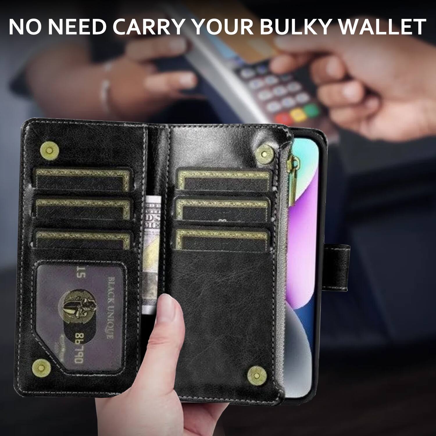 NO NEED CARRY YOUR BULKY WALLET  
DS 9E 15 98 86790  
BLACK UNIQUE