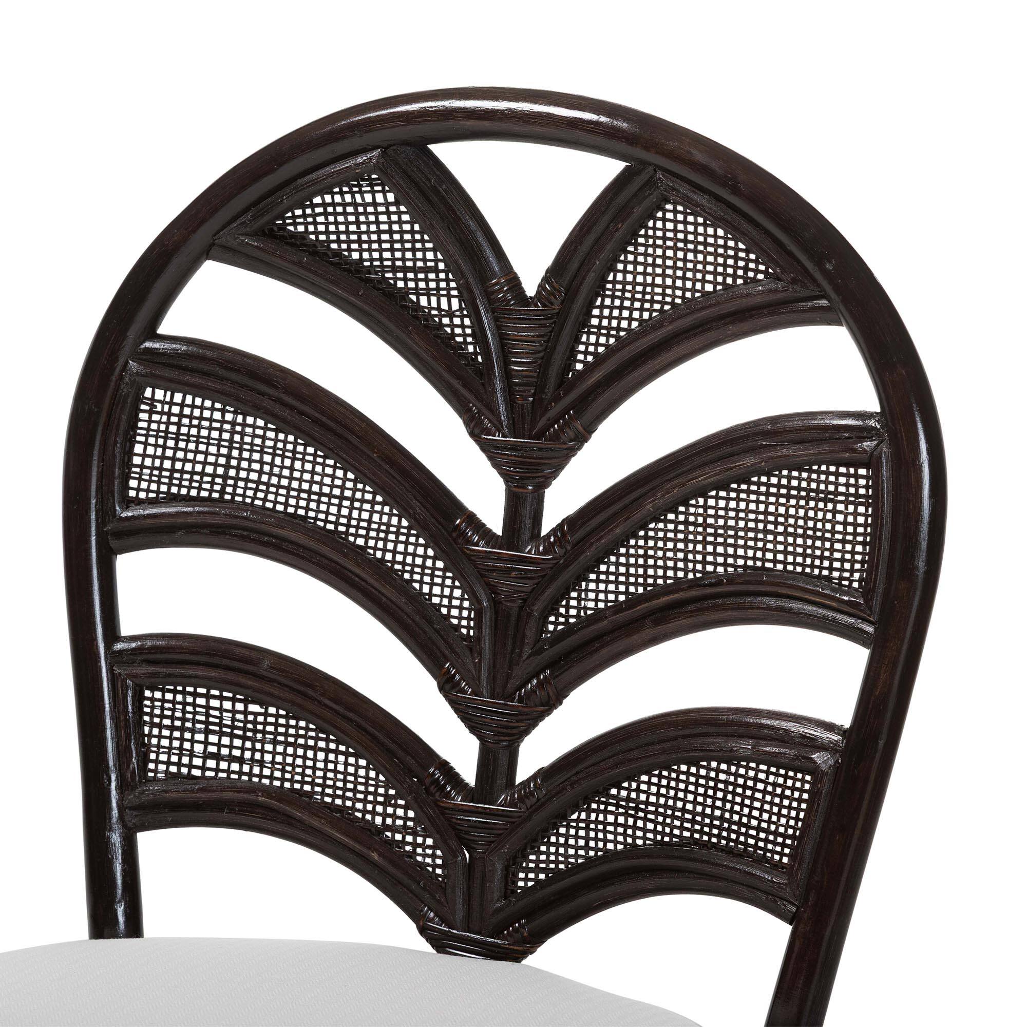 Alt View 1. bali & pari - Niven Natural Rattan Dining Chair with Cushion - Handwoven Wicker Accent Chair with Banana Leaf Backrest Design - Espresso.